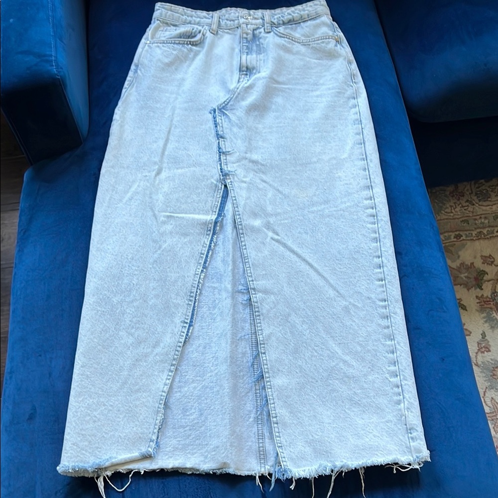 Zara Light Blue Denim Maxi Skirt
